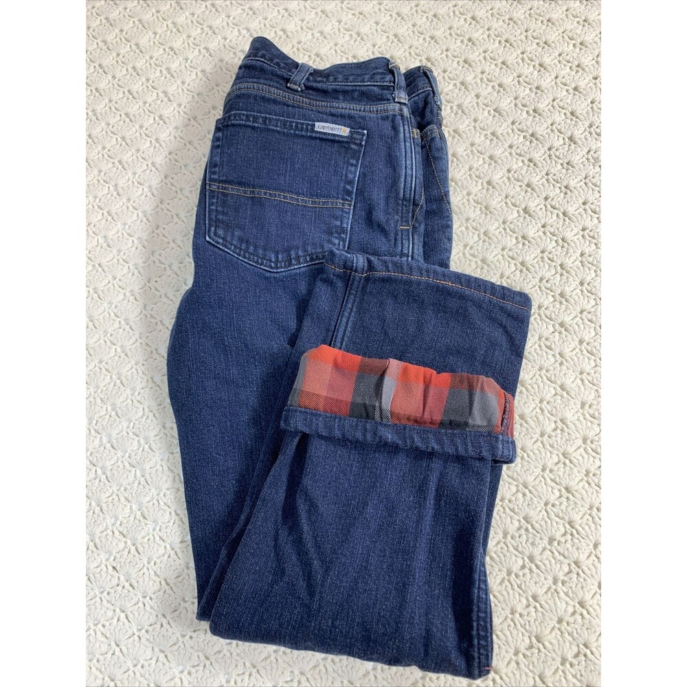 Carhartt 10x25 Short Flannel Lined Original Fit Straight Leg Denim Jeans ALTERED